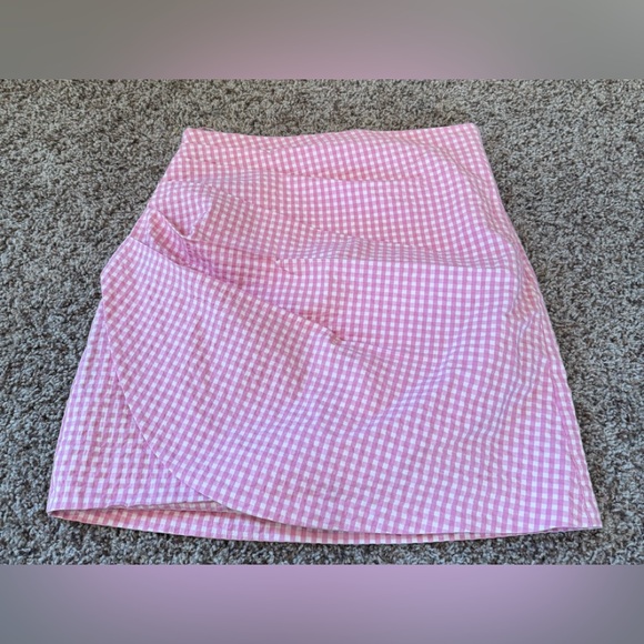 Zara Dresses & Skirts - Zara Pink Gingham Pencil Skirt